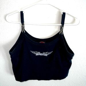 Cropped Harley Davidson tank w/ metal strap detail SZ Small
